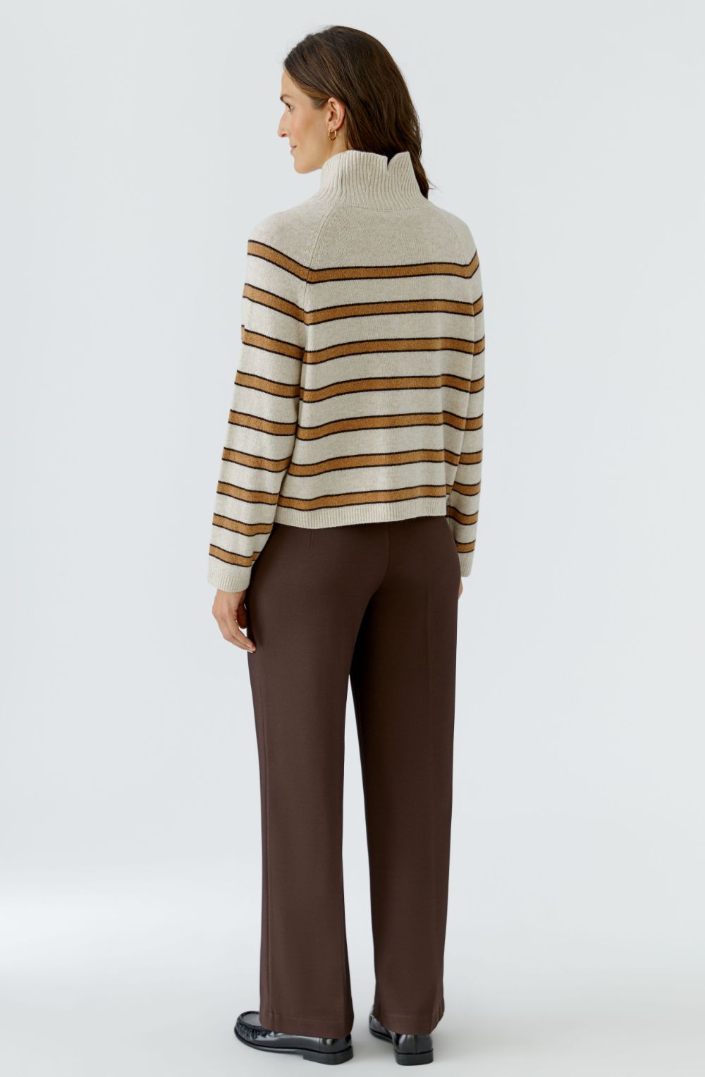 Camel and Light Beige High Neck Jumper