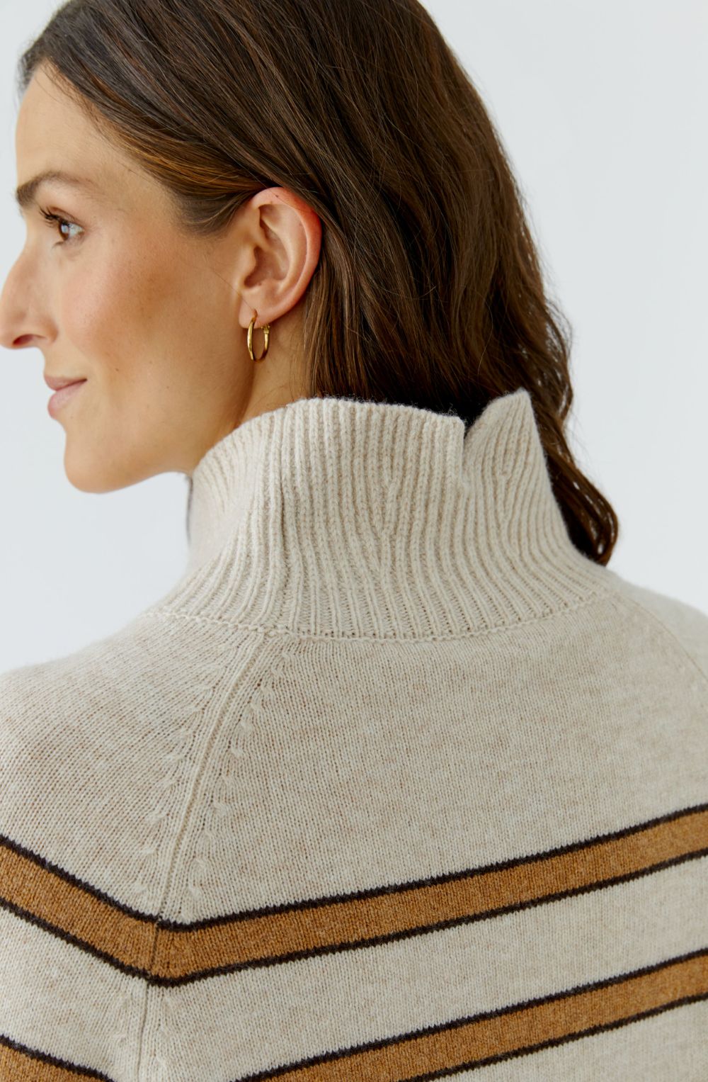 Camel and Light Beige High Neck Jumper