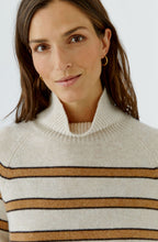 Camel and Light Beige High Neck Jumper