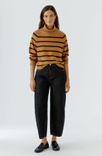 Camel, Orange and Dark Brown High Neck Jumper