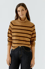 Camel, Orange and Dark Brown High Neck Jumper
