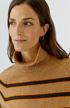 Camel, Orange and Dark Brown High Neck Jumper