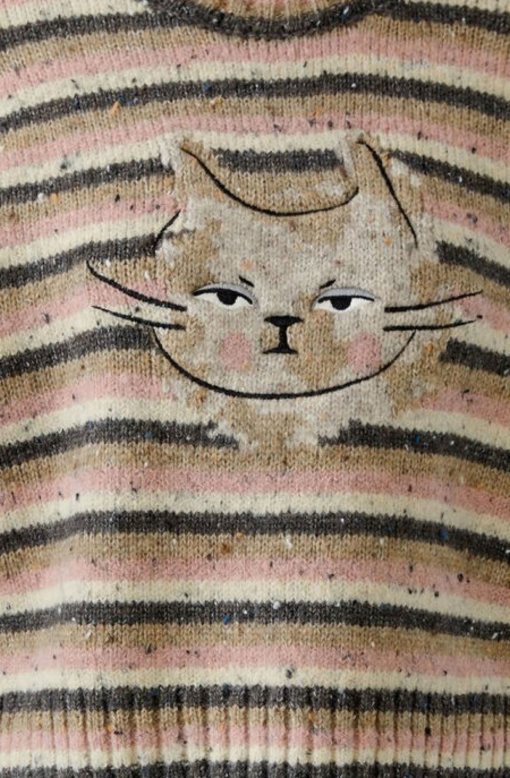 Rose Brown Cat Motif Jumper