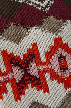 Dark Red Knitted Diamond Print Jumper