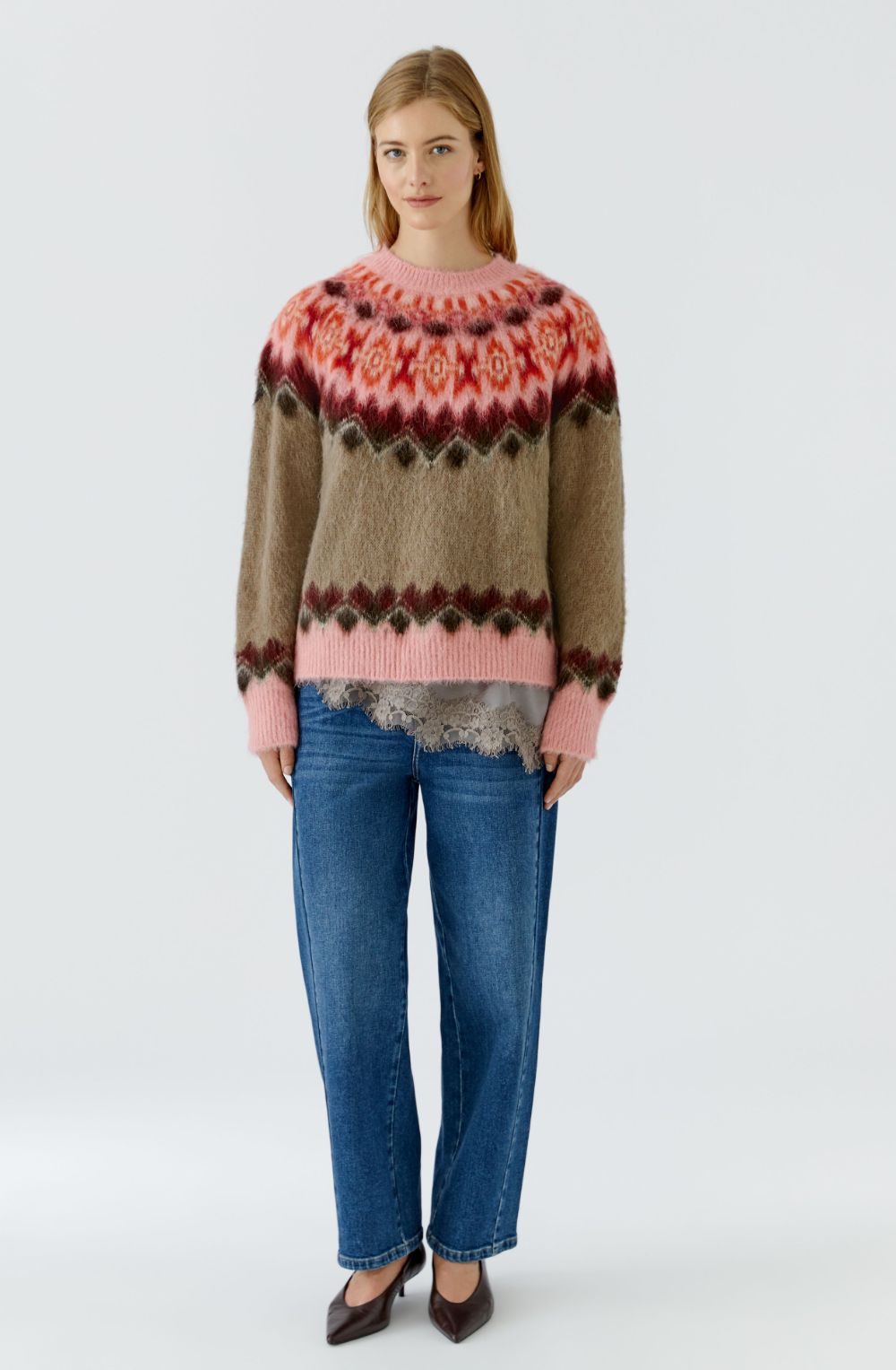 Light Brown Rose Norwegian Style Fluffy Jumper