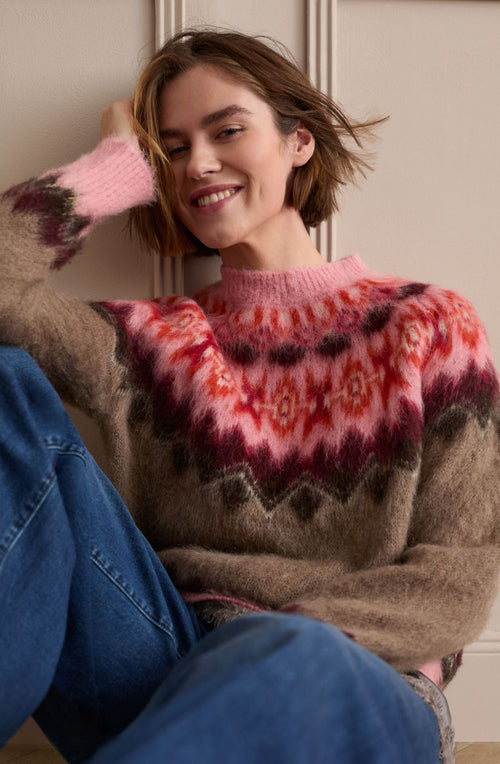 Light Brown Rose Norwegian Style Fluffy Jumper