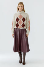 Light Stone Red Argyle High Neck Jumper