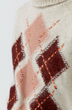 Light Stone Red Argyle High Neck Jumper