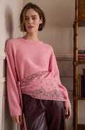 Rose Elegance Paisley Print Knitted Triangle Scarf