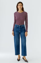 Dark Red Maroon Stripe Ribbed Jersey Top