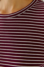 Dark Red Maroon Stripe Ribbed Jersey Top
