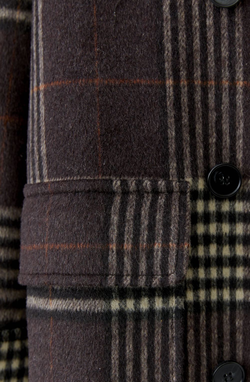 Dark Brown Checked Double Breasted Oversized Coat