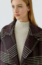 Dark Brown Checked Double Breasted Oversized Coat