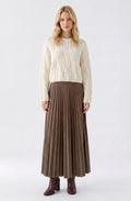 Dark Brown Moleskin Pleated Skirt