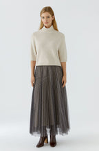 Off White Brown Mesh Layered Checked Skirt