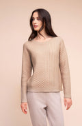 Beige Textured Cable Knit Jumper