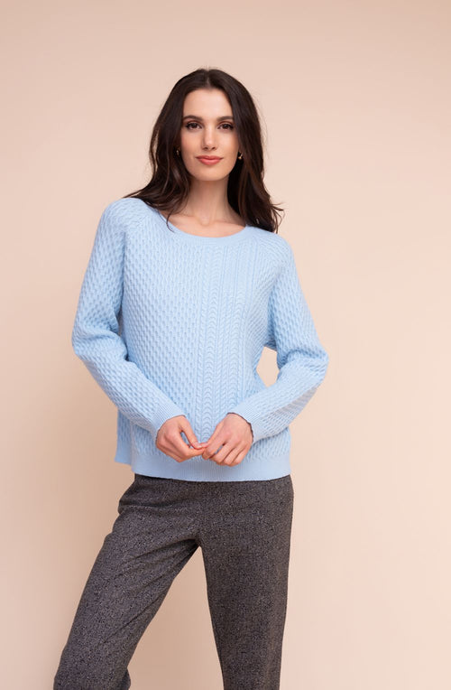 Ice Blue Textured Cable Knit Jumper