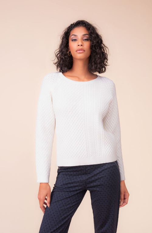 Off White Textured Cable Knit Jumper