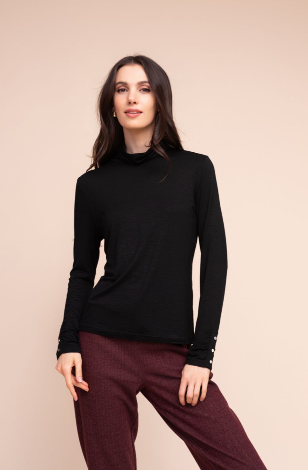 Black High Neck Jersey Top