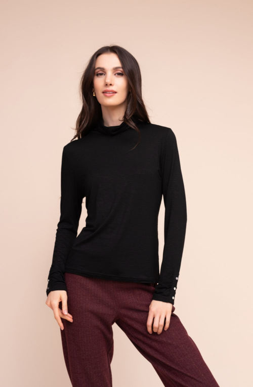 Black High Neck Jersey Top