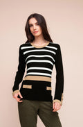 Camel and Black Faux Pocket Jumper