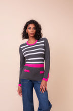 Fuchsia and Grey Faux Pocket Jumper