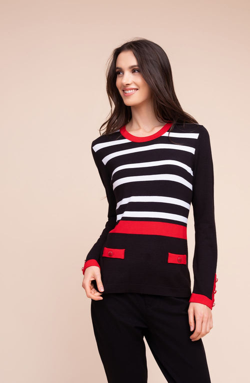 Red and Black Faux Pocket Jumper