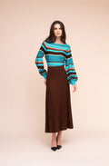 Chocolate Pleated Knitted Skirt