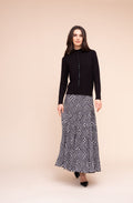 Black High Neck Button Stripe Jumper