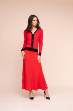 Red Statement Button V-Neck Jumper