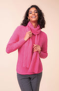 Fuchsia Cable Knit Jumper with Matching Scarf