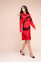 Red and Black Patterned Knitted Dress