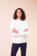 Off White High Neck Cable Knit Jumper