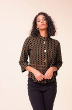 Camel Geometric Knitted Jacket