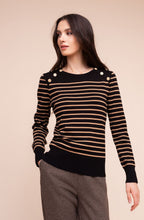 Camel and Black Gold Shoulder Buttons Jumper