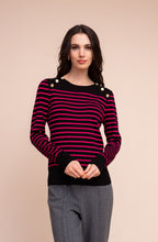 Fuchsia and Black Gold Shoulder Buttons Jumper