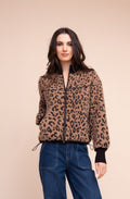 Camel Animal Print Textured Knit Jacket