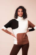 Black & Tan Colour Block Polo Neck Jumper