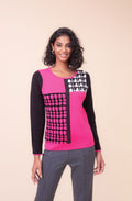 Fuchsia and Black Color Block Jumper