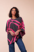 Fuchsia & Grey Bold Patterned Poncho