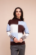 Ice Blue & Chocolate Block Design Jumper