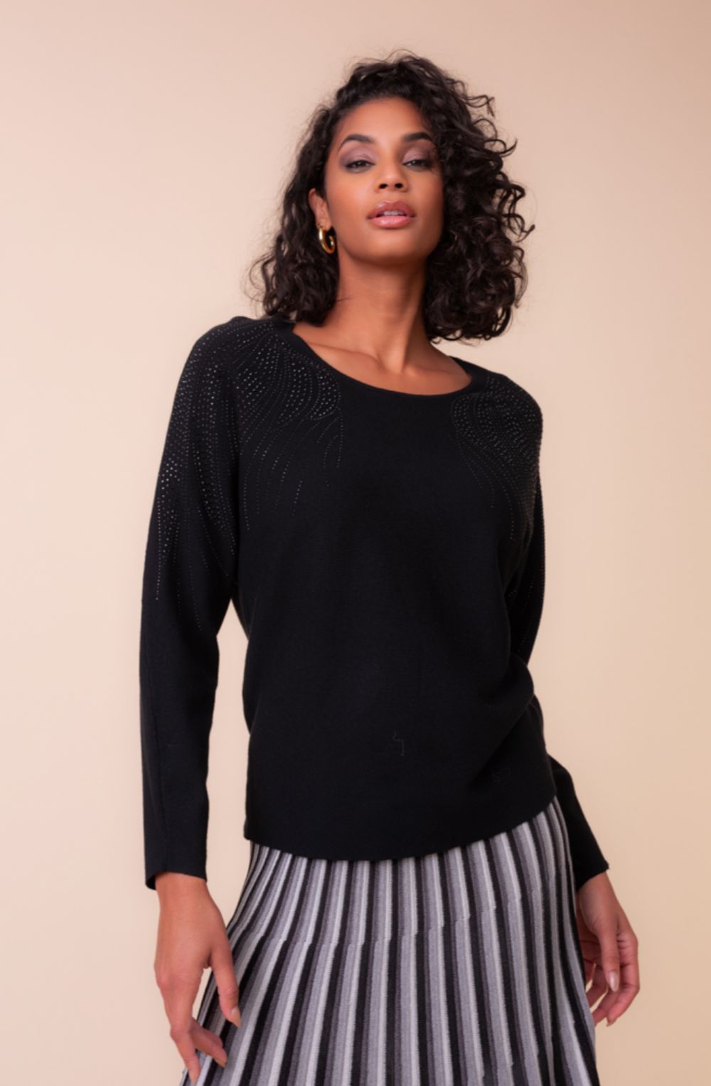 Black Sparkle Relaxed Batwing Sweater