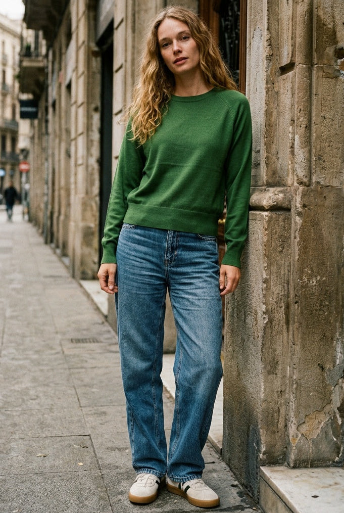 Artichoke Green Fine Knit Jumper by B.Young Clothing.