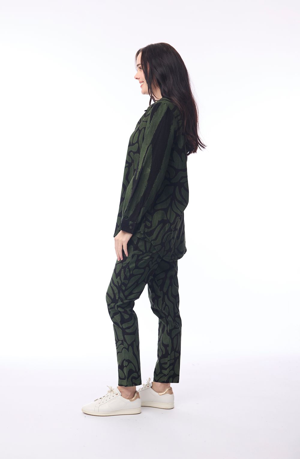 Military Green Patterned Corduroy Shirt