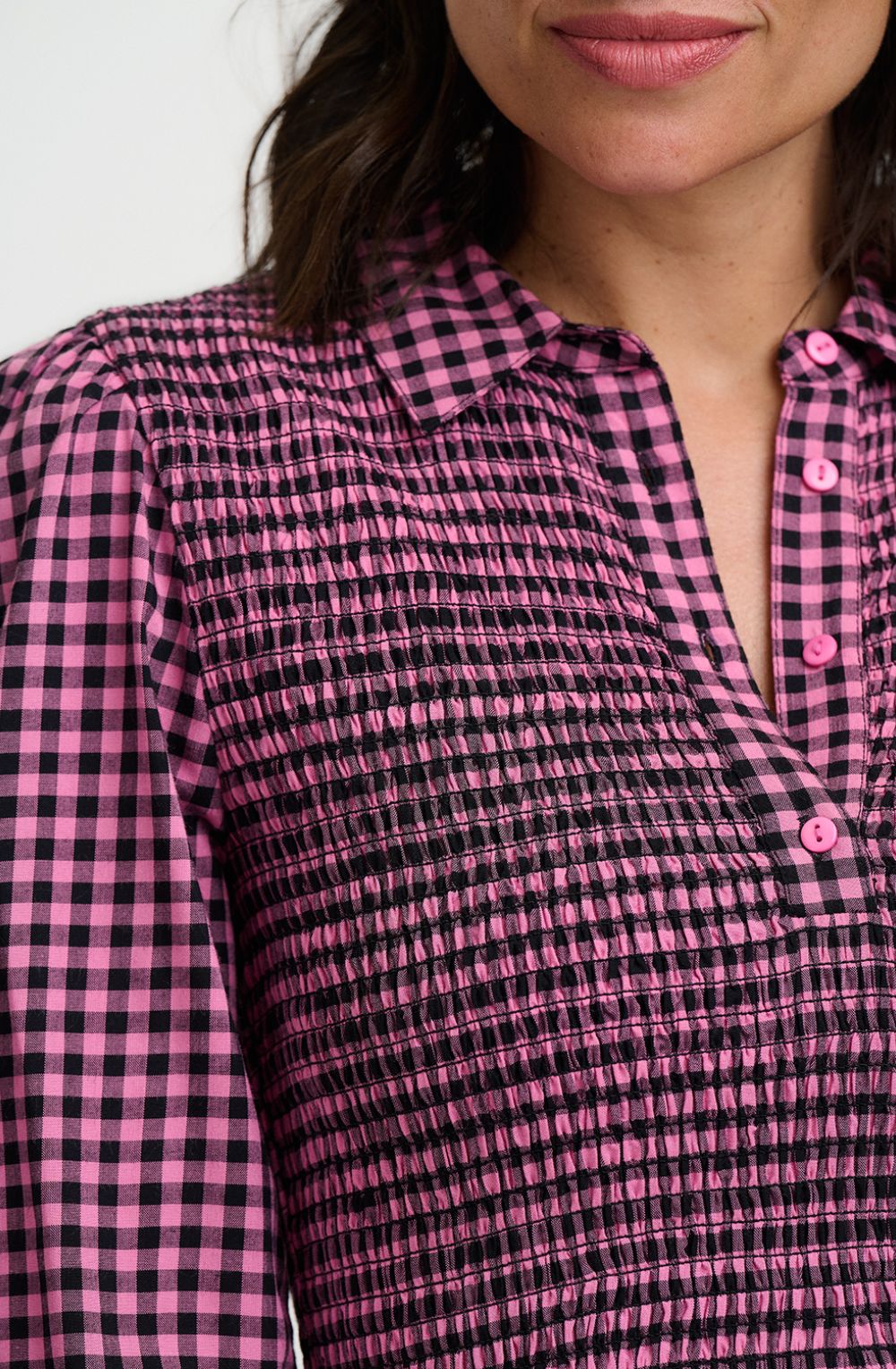 Rose Gingham Diana Shirred Midi Dress