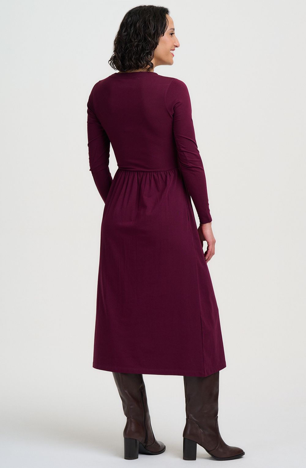 Wine Flower Abella Jersey Midi Dress