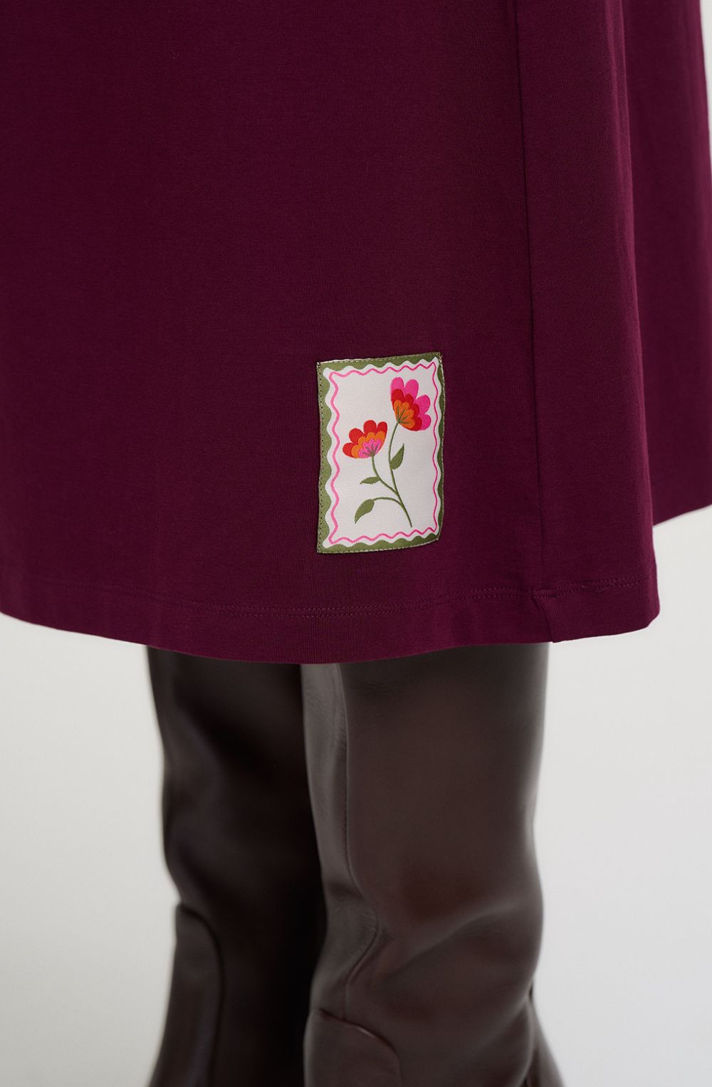 Wine Flower Abella Jersey Midi Dress