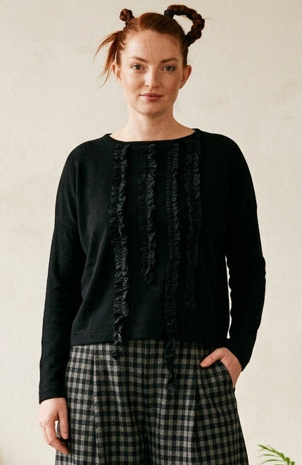 Isobel Black Nero Ruffle Design Jumper.