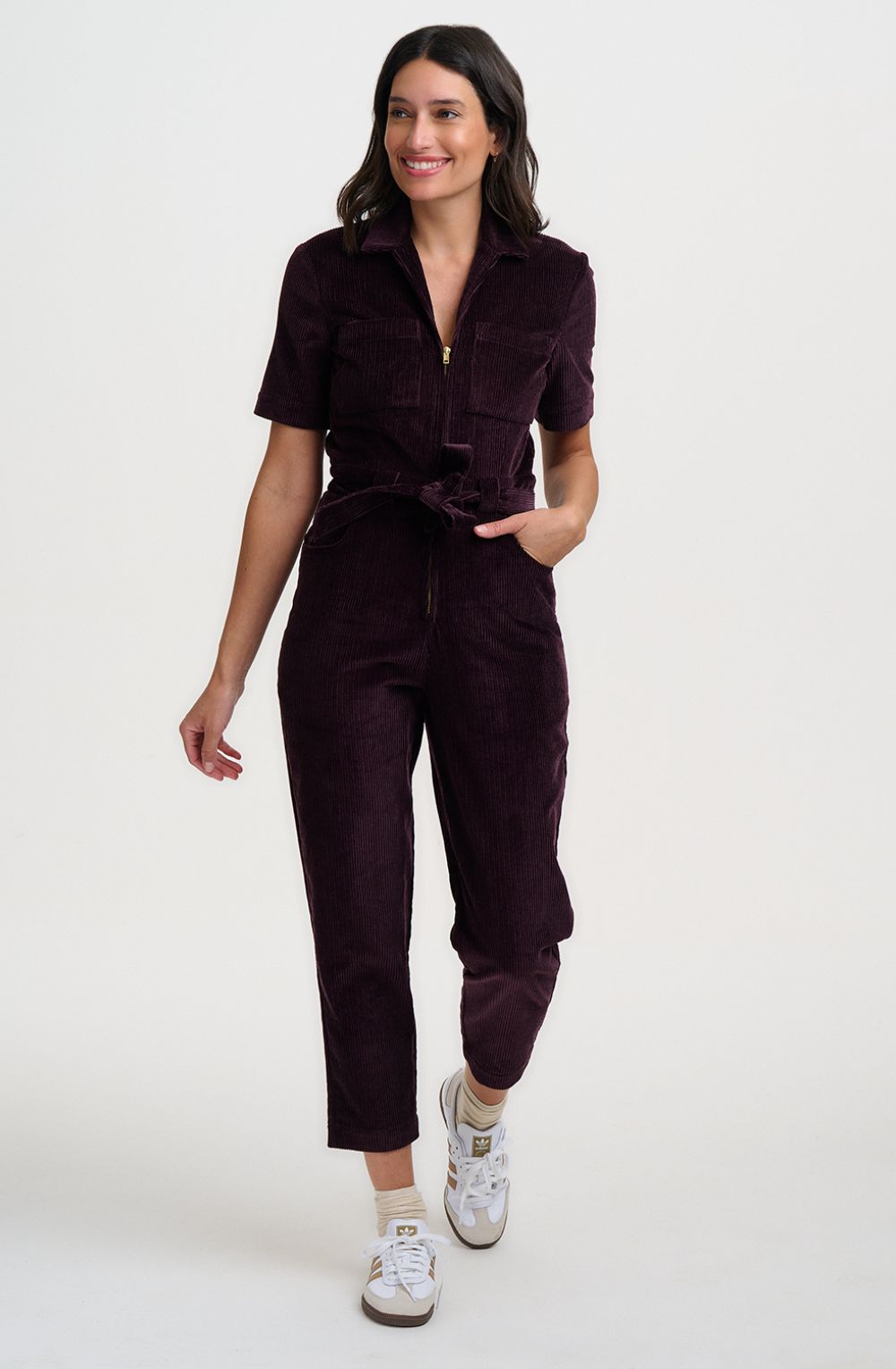 Dark Plum Meredith Corduroy Boilersuit