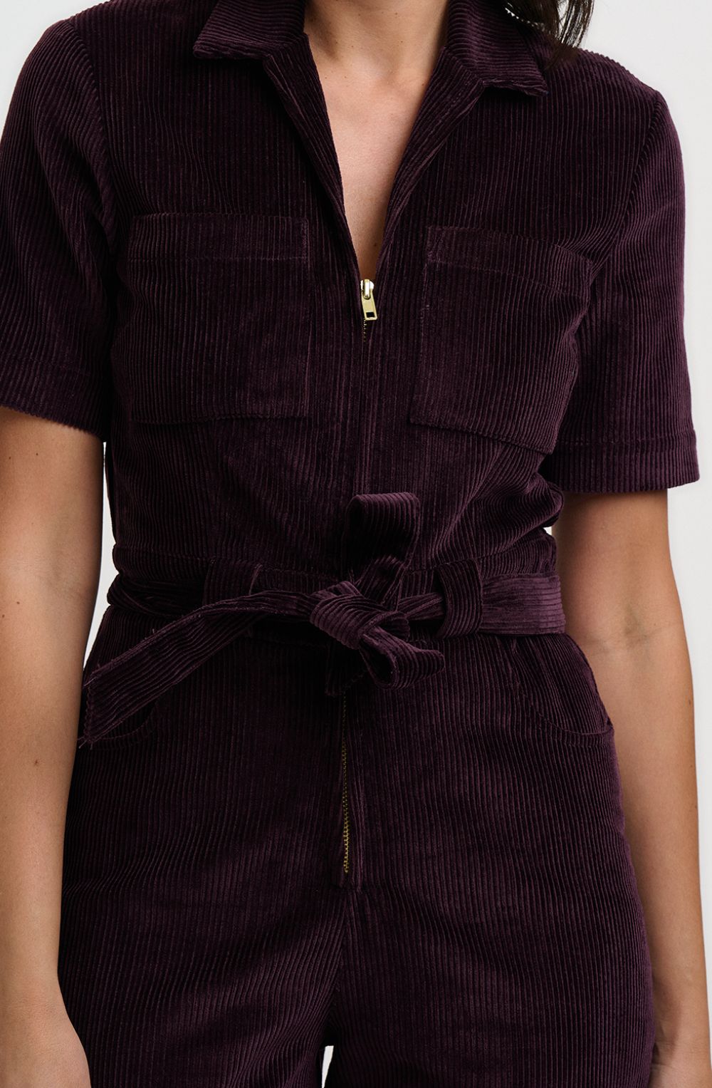 Dark Plum Meredith Corduroy Boilersuit